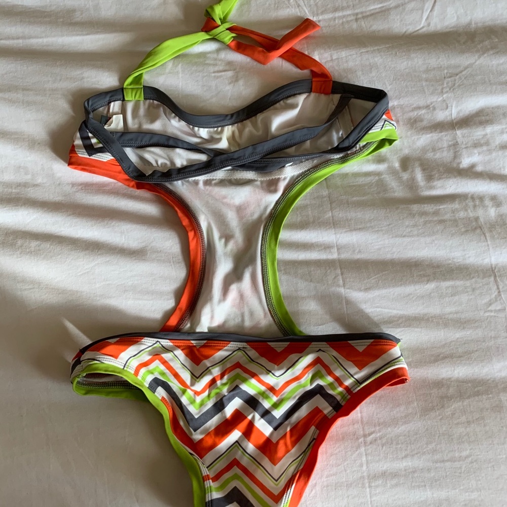 Fun Chevron Patterned One Piece Swimsuit